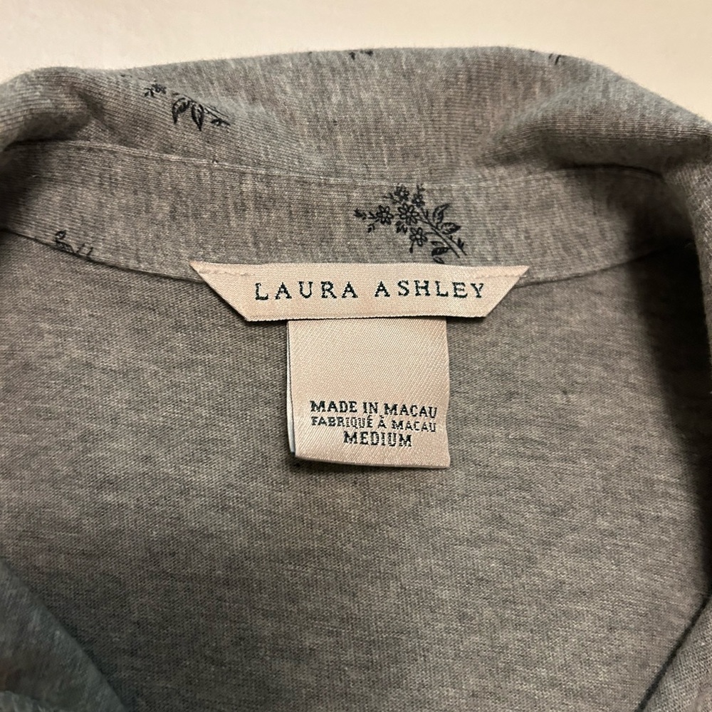 Laura Ashley Gray Floral Shirt Dress - Picture 3 of 4